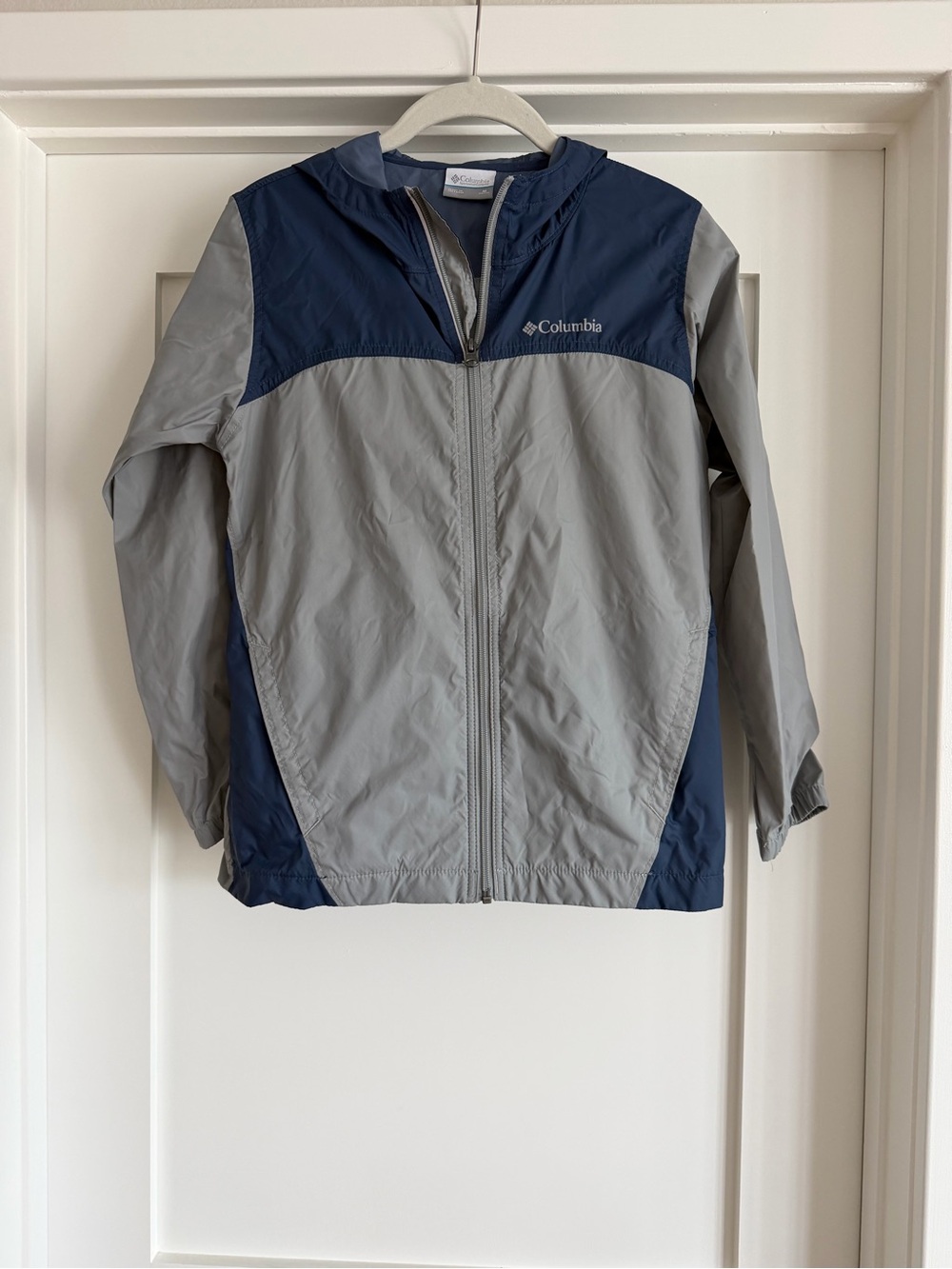 Columbia Kids Hooded Windbreaker Jacket - Gray & Navy